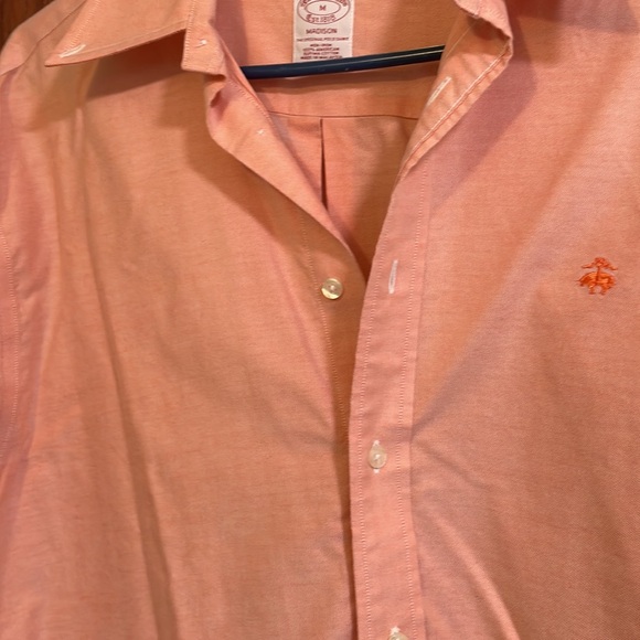 Brooks Brothers Madison Fit Shirt Button Down Solid Coral Color - Picture 5 of 8